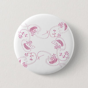 Pink Flowers On White 6 Cm Round Badge