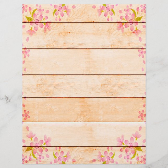 Pink flowers on wood (Front)