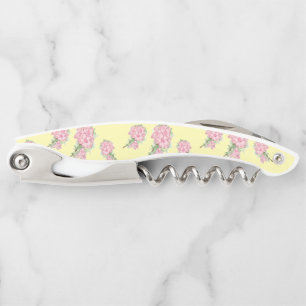 Pink flowers on yellow corkscrew