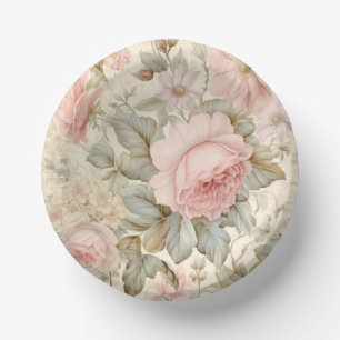 Pink Flowers Paper Bowl Paper Plate
