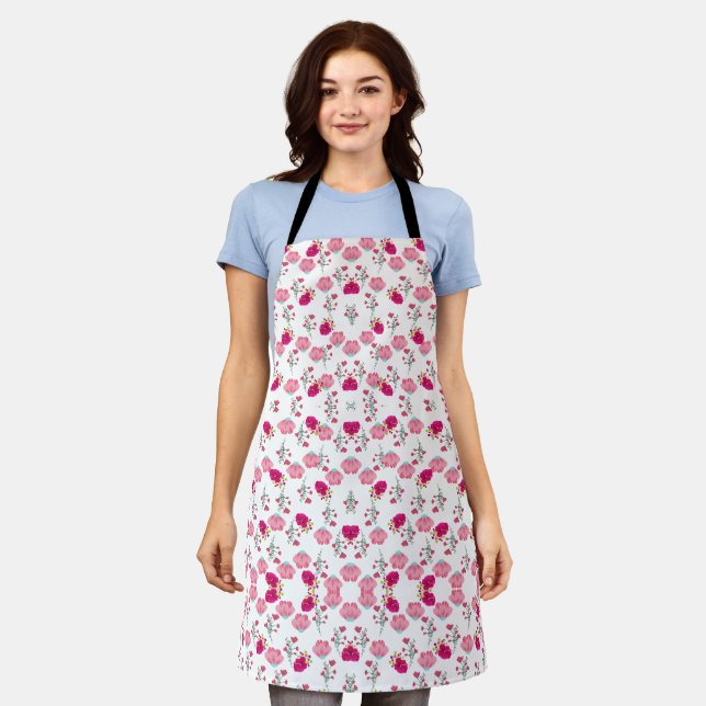 Pink Flowers Pattern Apron (Worn)