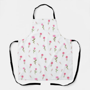 pink flowers pattern apron
