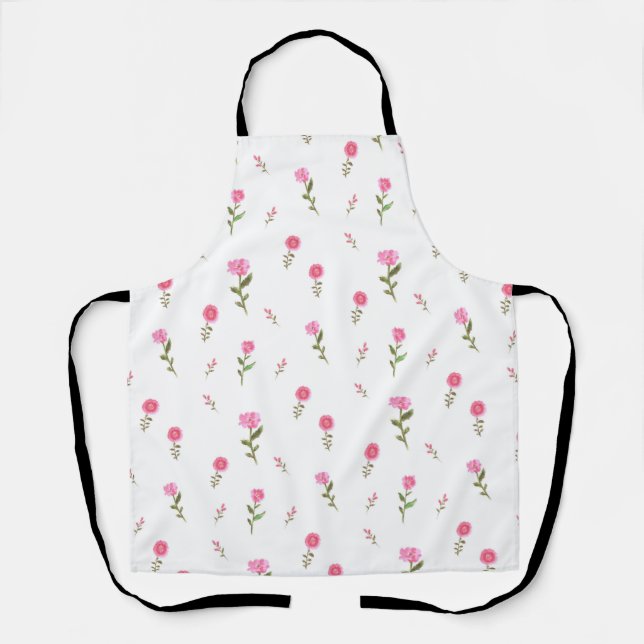 pink flowers pattern apron (Front)