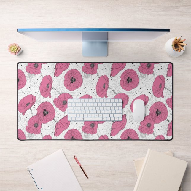 Pink Flowers Pattern Desk Mat (Office 1)