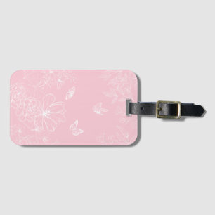 Pink Flowers Pattern, Floral, Pattern, Minimalist Luggage Tag