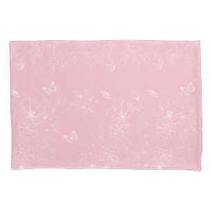 Pink Flowers Pattern, Floral, Pattern, Minimalist Pillowcase