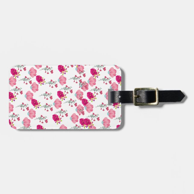 Pink Flowers Pattern Luggage Tag (Front Horizontal)