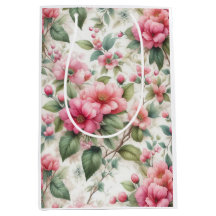 Pink flowers pattern Medium Gift Bag