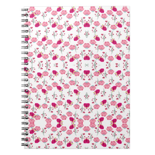 Pink Flowers Pattern Notebook (Front)