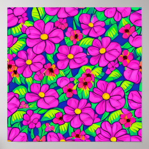 Pink Flowers Pattern Poster