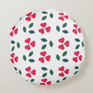 Pink Flowers Pattern Round Cushion