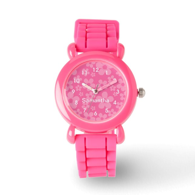 Pink Flowers Pattern Watch (Front)