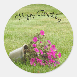 Pink Flowers *personalise* Classic Round Sticker