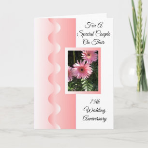 Pink Flowers Personalised 75th Wedding Anniversary Card