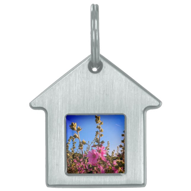 Pink flowers pet ID tag (Front)