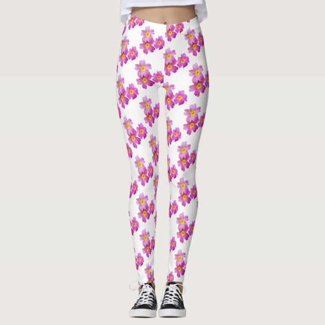 Pink Flowers Photo custom  Leggings (Front)