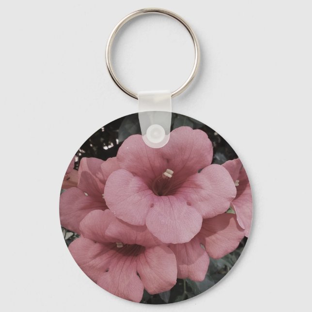Pink Flowers Photo  Key Ring (Front)