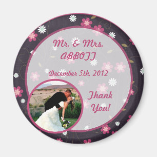 Pink Flowers Photo Magnet