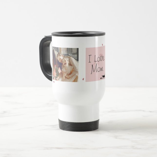 Pink Flowers Photo Mother's Day  Travel Mug (Front Left)
