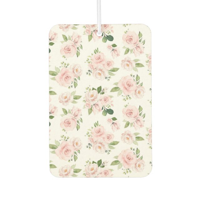 Pink Flowers, Pink Roses, Watercolor Flowers Car Air Freshener (Front)