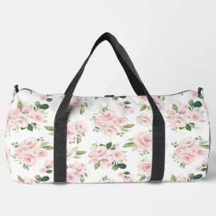 Pink Flowers, Pink Roses, Watercolor Flowers Duffle Bag