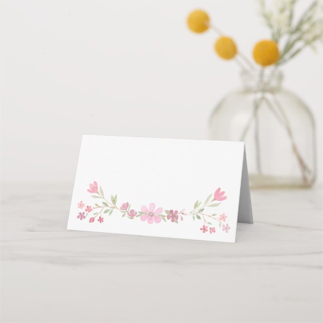 Pink flowers place card (Front)