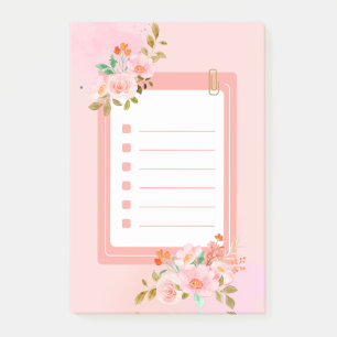 Pink flowers Post-It Notes