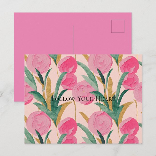Pink Flowers Postcard (Front/Back)