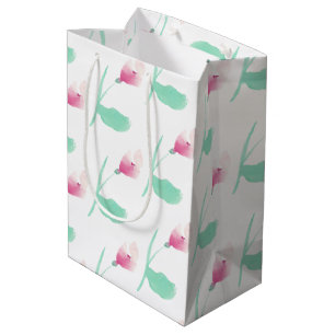 Pink Flowers Pretty Abstract Medium Gift Bag