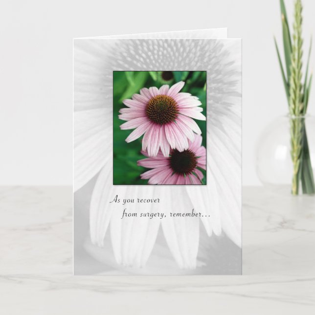 Pink Flowers Recovering from Surgery Card (Front)