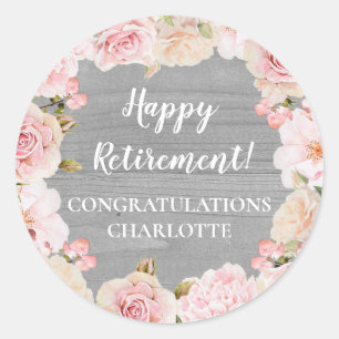 Pink Flowers Retirement Party Favour Tag
