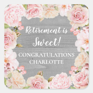 Pink Flowers Retirement Party Favour Tag