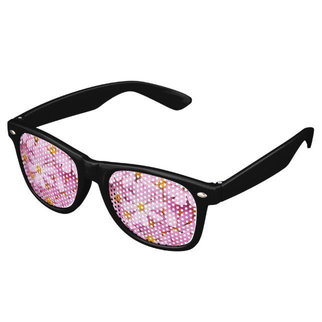 Pink Flowers Retro Sunglasses (Angled)