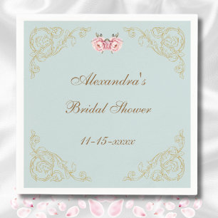 Pink Flowers Rococo Vintage Peony Bridal Shower Napkin