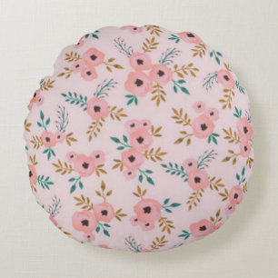 Pink Flowers Round Cushion