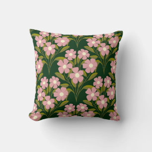 Pink Flowers Sage Green Leaves pattern  Cushion