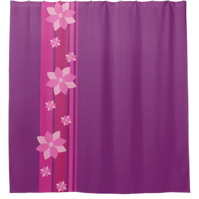 Pink Flowers Shower Curtain (Front)