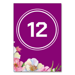 Pink Flowers Simple Photo Wedding Table Number