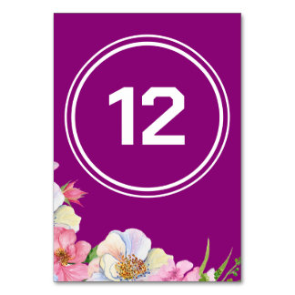 Pink Flowers Simple Photo Wedding  Table Number