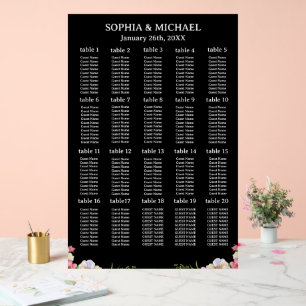 Pink Flowers Simple Wedding Seating Charts