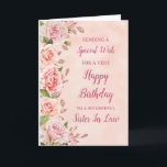 Pink Flowers Sister In Law Birthday Card<br><div class="desc">A beautiful card for your sister in law on her birthday with pastel pink flowers and rose gold effect details.</div>