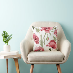 Pink flowers Spring Summer Abstract  Floral  Cushion