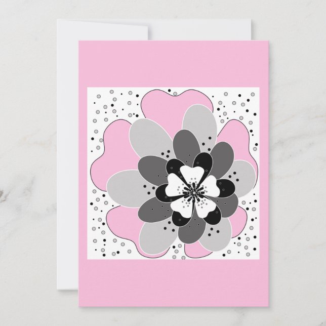 Pink flowers spring summer invitation (Front)