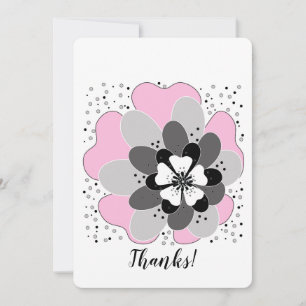 Pink flowers spring summer thank you card
