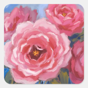 Pink Flowers  Square Sticker