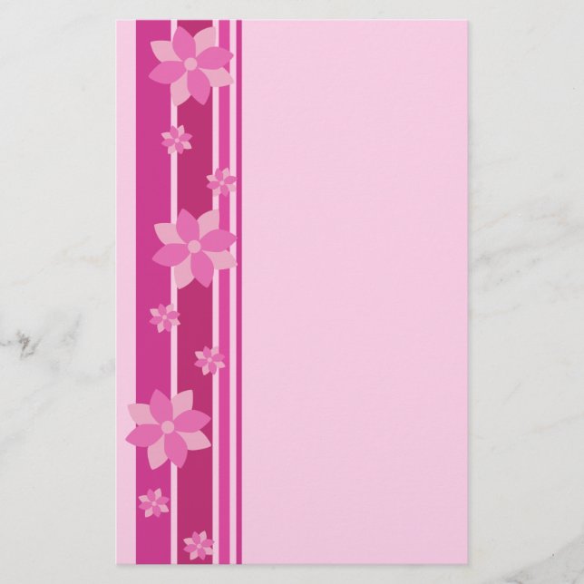 Pink Flowers Stationery (Front)