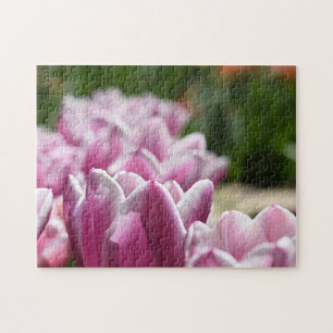 Pink Flowers Summer Garden Nature Photography Jigsaw Puzzle