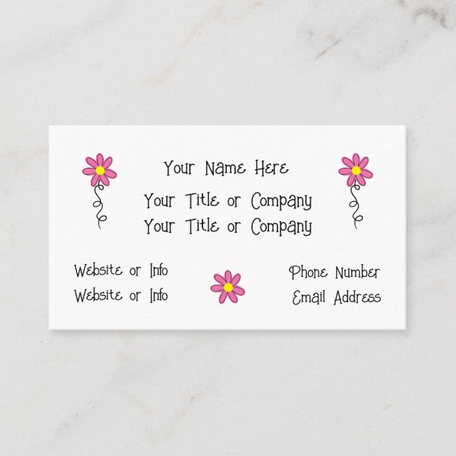 Pink Flowers Sweet Simple Business Cards (Front)