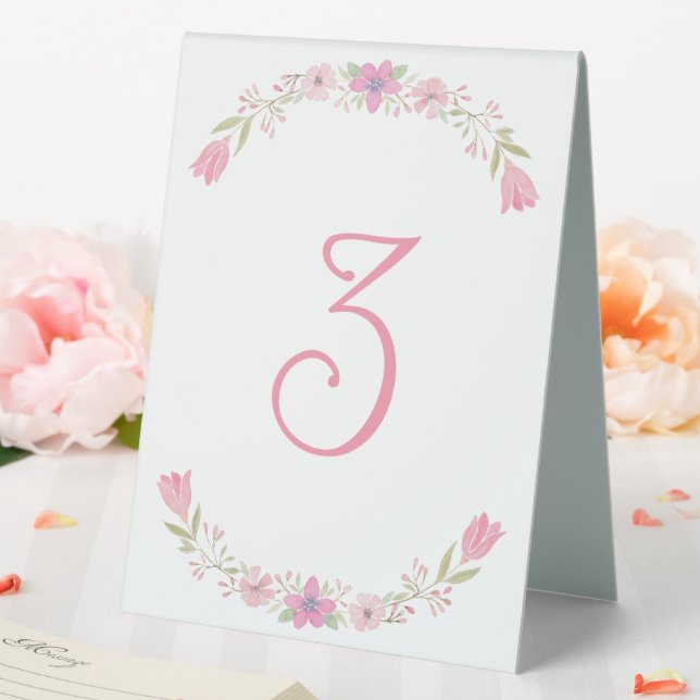 Pink Flowers Table Number Sign (In SItu (Wedding))