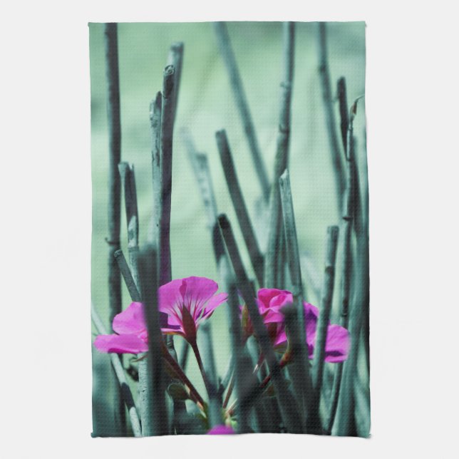 Pink Flowers Tea Towel (Vertical)